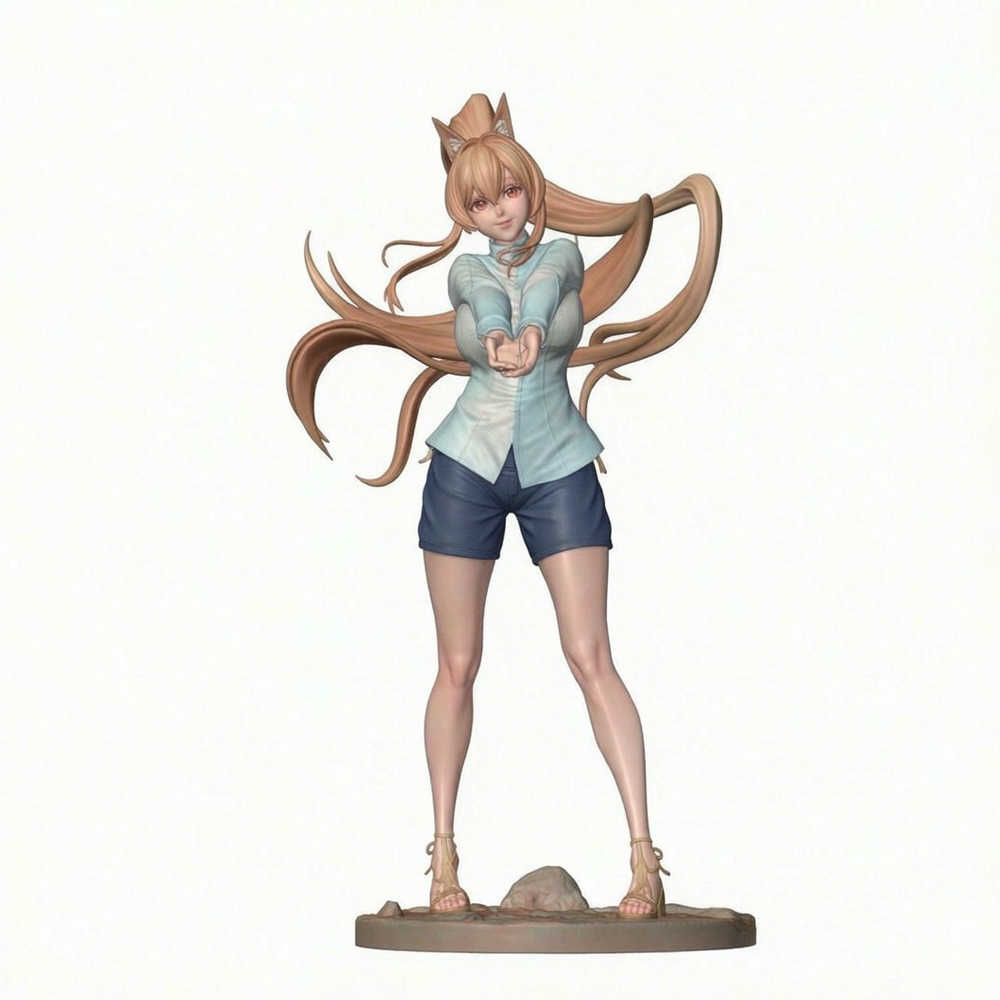Model Kit Fantasy - Set Miniatur Gadis Bertelinga Kucing Fantasi